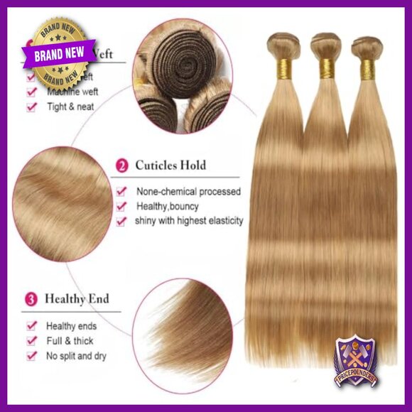 Brazilian Virgin Human Hair Extensions 3 Bundle Set 26-30 Inch Straight Weave main image 6
